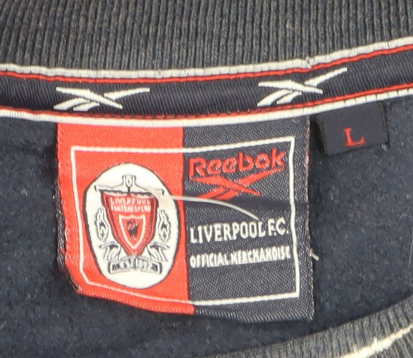 Reebok Men’s Blue Liverpool F.C. Logo Pullover Sweatshirt L Vintage