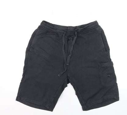 Stone Island Men's Black Cargo Jersey Shorts L Elastic Waist