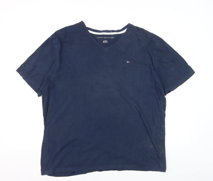 Tommy Hilfiger Men's Blue V-Neck Short Sleeve T-Shirt XL