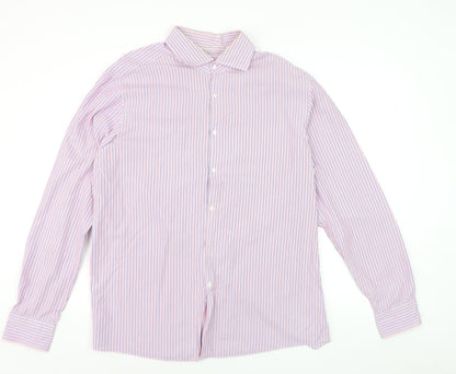 Hugo Boss Men's Multicoloured Slim Fit Striped Dress Shirt 17.5in