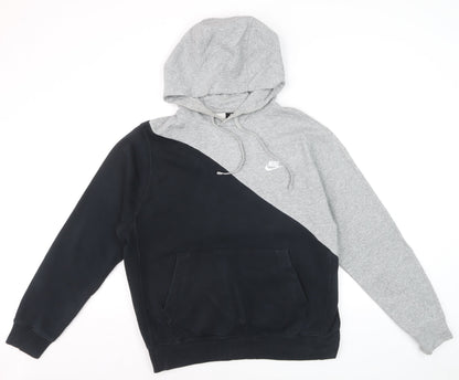 Nike Men's Grey Black Pullover Hoodie M Fleece Sportswear