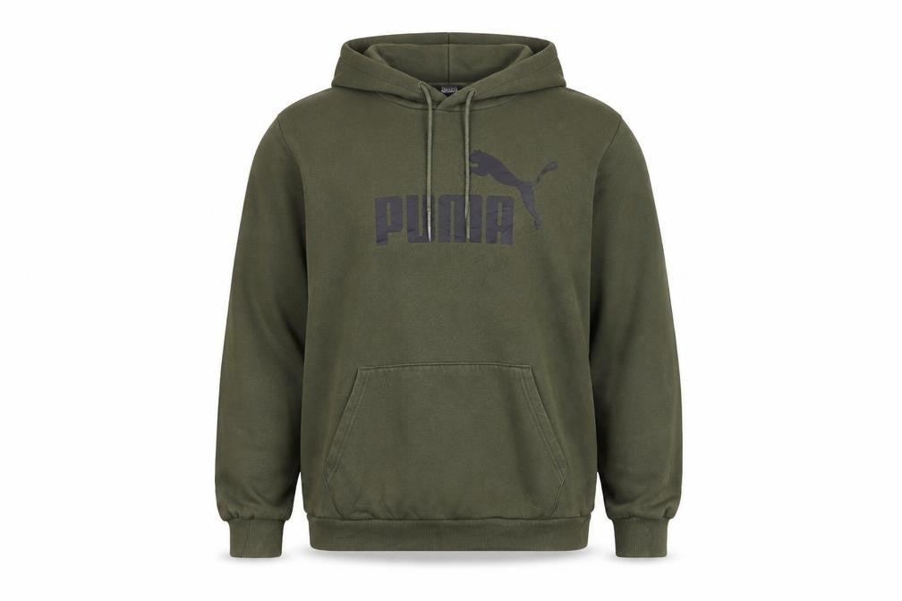 Puma Men's Green Pullover Hoodie Size L Regular Fit Logo Fleece