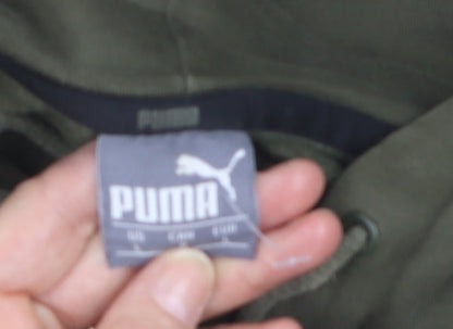 Puma Men's Green Pullover Hoodie Size L Regular Fit Logo Fleece