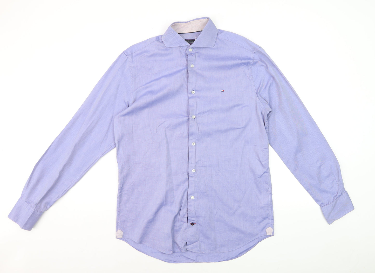 Tommy Hilfiger Men's Blue Fitted Long Sleeve Dress Shirt Size 15.5 39