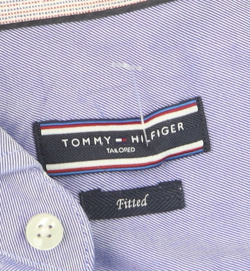 Tommy Hilfiger Men's Blue Fitted Long Sleeve Dress Shirt Size 15.5 39