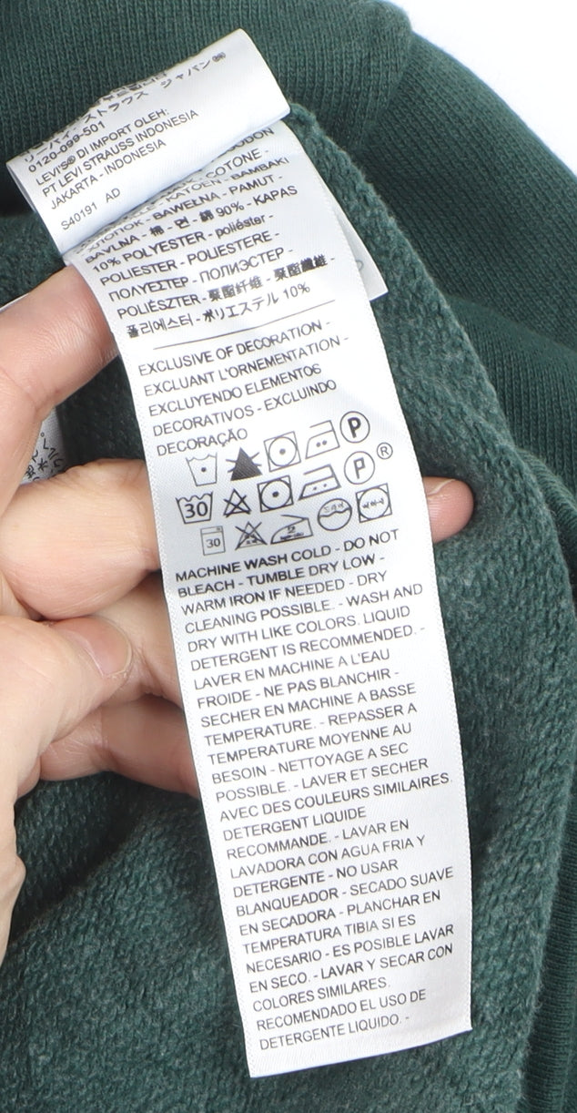 Levi's Men's Green Pullover Hoodie M Hooded Graphic Logo Sweatshirt