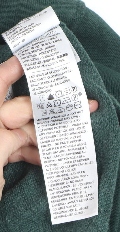 Levi's Men's Green Pullover Hoodie M Hooded Graphic Logo Sweatshirt