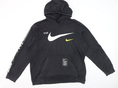 Nike Men's Black XL Pullover Hoodie with Logo Print