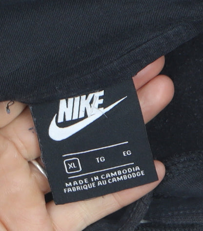 Nike Men's Black XL Pullover Hoodie with Logo Print