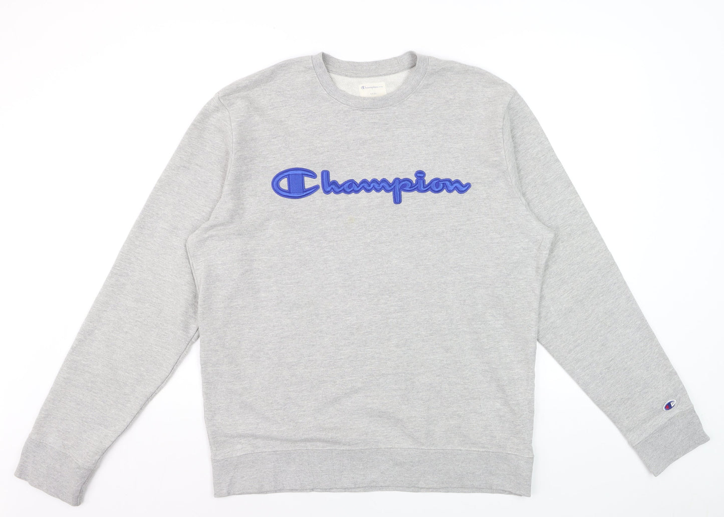 Champion Men's Grey Crew Neck Embroidered Logo Sweatshirt M