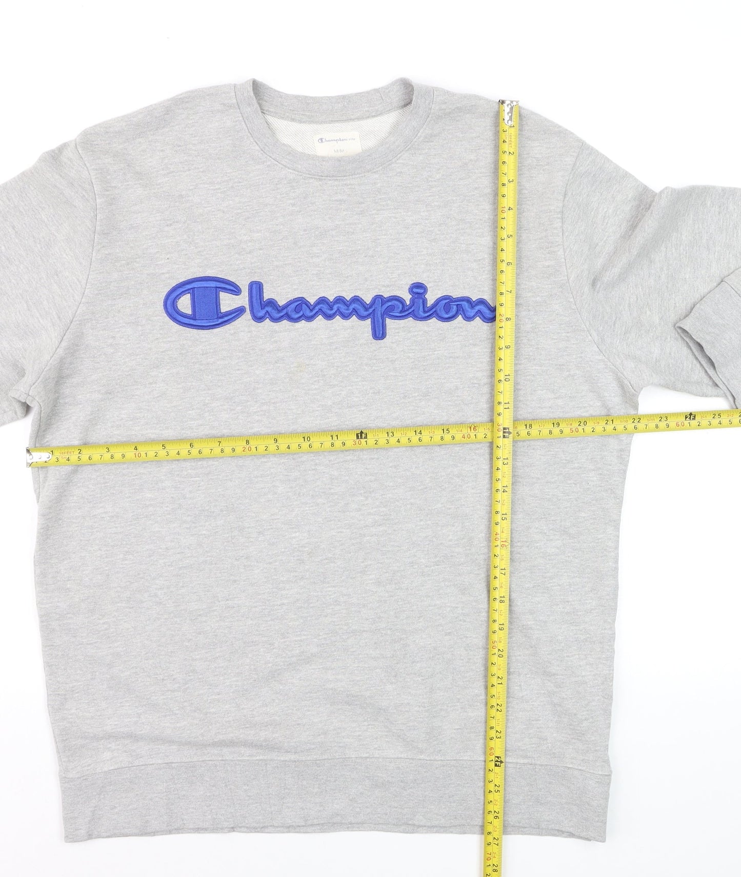Champion Men's Grey Crew Neck Embroidered Logo Sweatshirt M