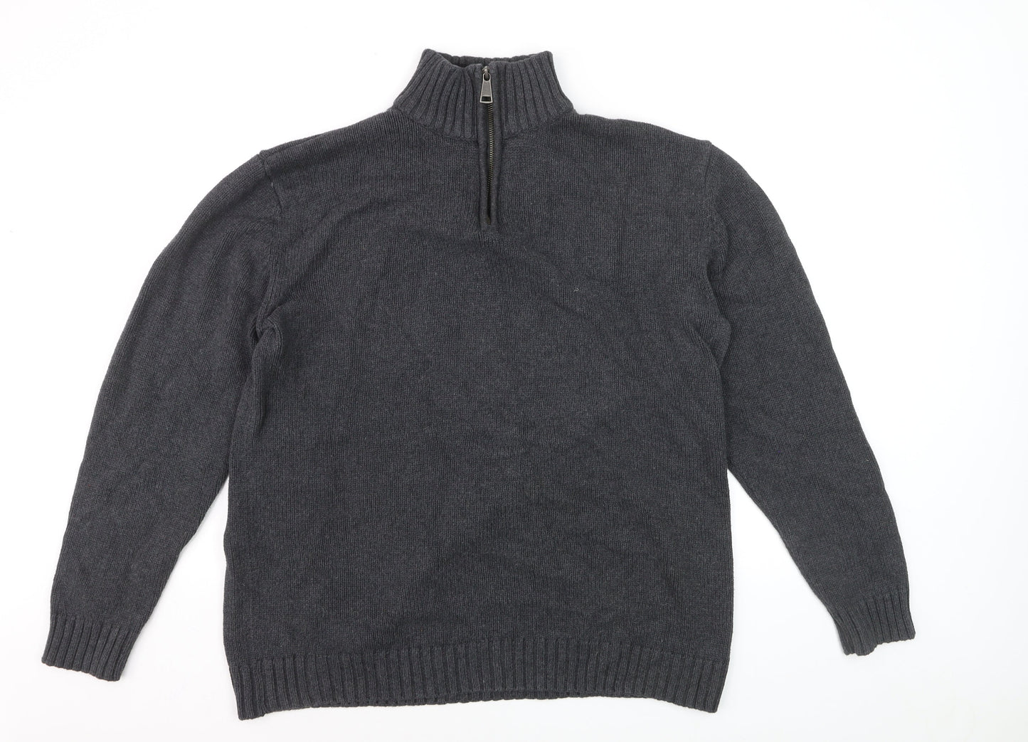 Charles Wilson Men’s Grey 3XL 1/2 Zip Cotton Jumper High Neck Knit