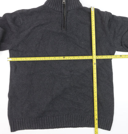 Charles Wilson Men’s Grey 3XL 1/2 Zip Cotton Jumper High Neck Knit