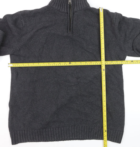 Charles Wilson Men’s Grey 3XL 1/2 Zip Cotton Jumper High Neck Knit