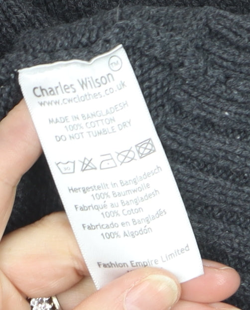 Charles Wilson Men’s Grey 3XL 1/2 Zip Cotton Jumper High Neck Knit