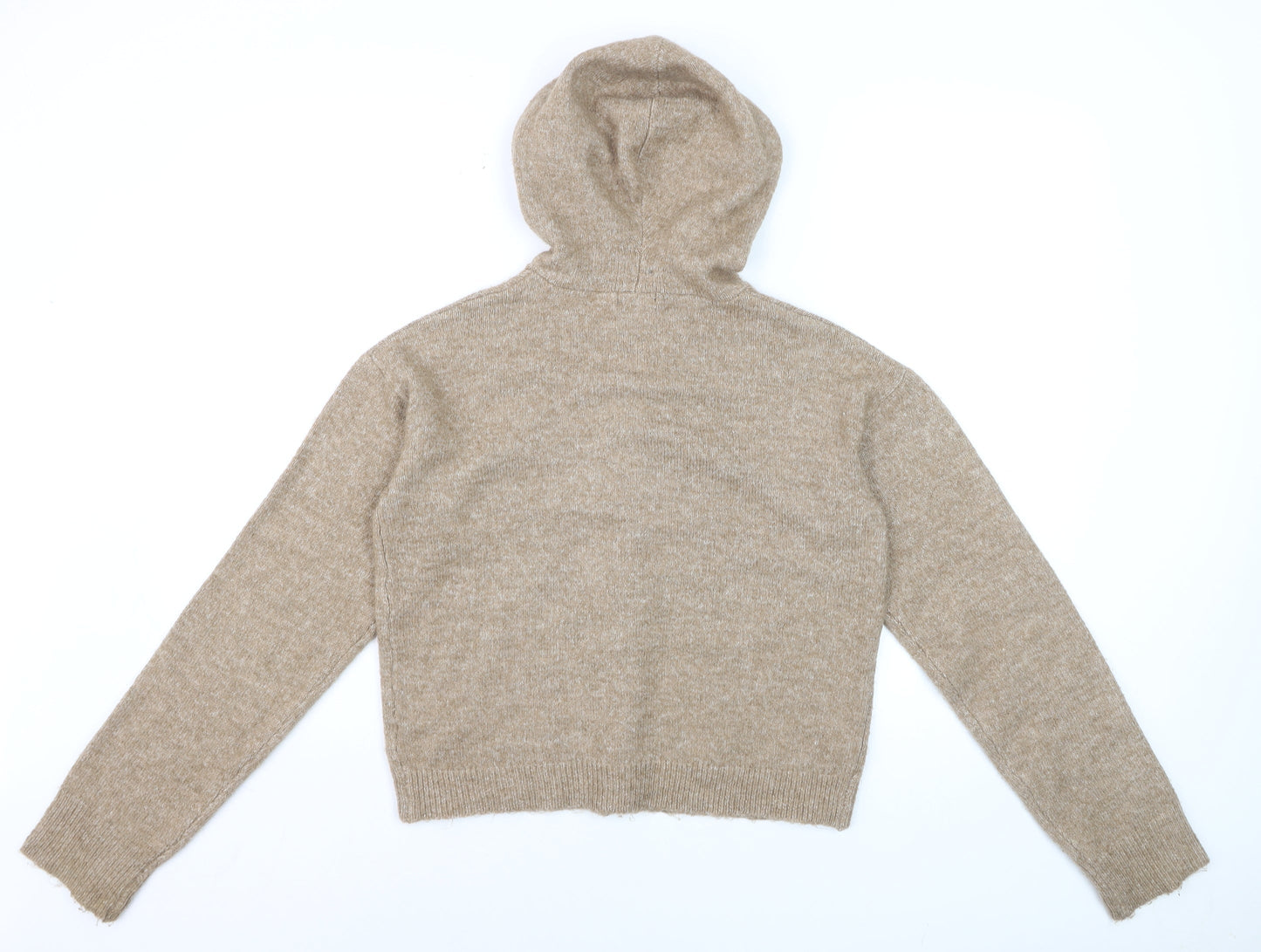 Boohoo Women’s Beige Hooded Button Cardigan XS