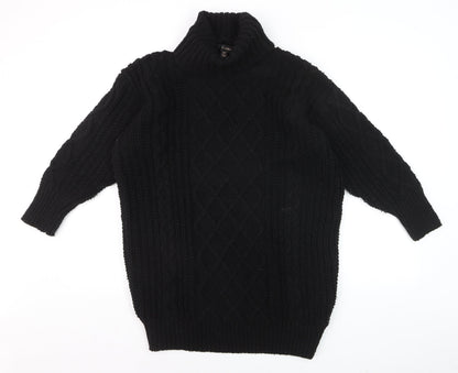 RED London Womens Black Cable-Knit Roll Neck Jumper Size M