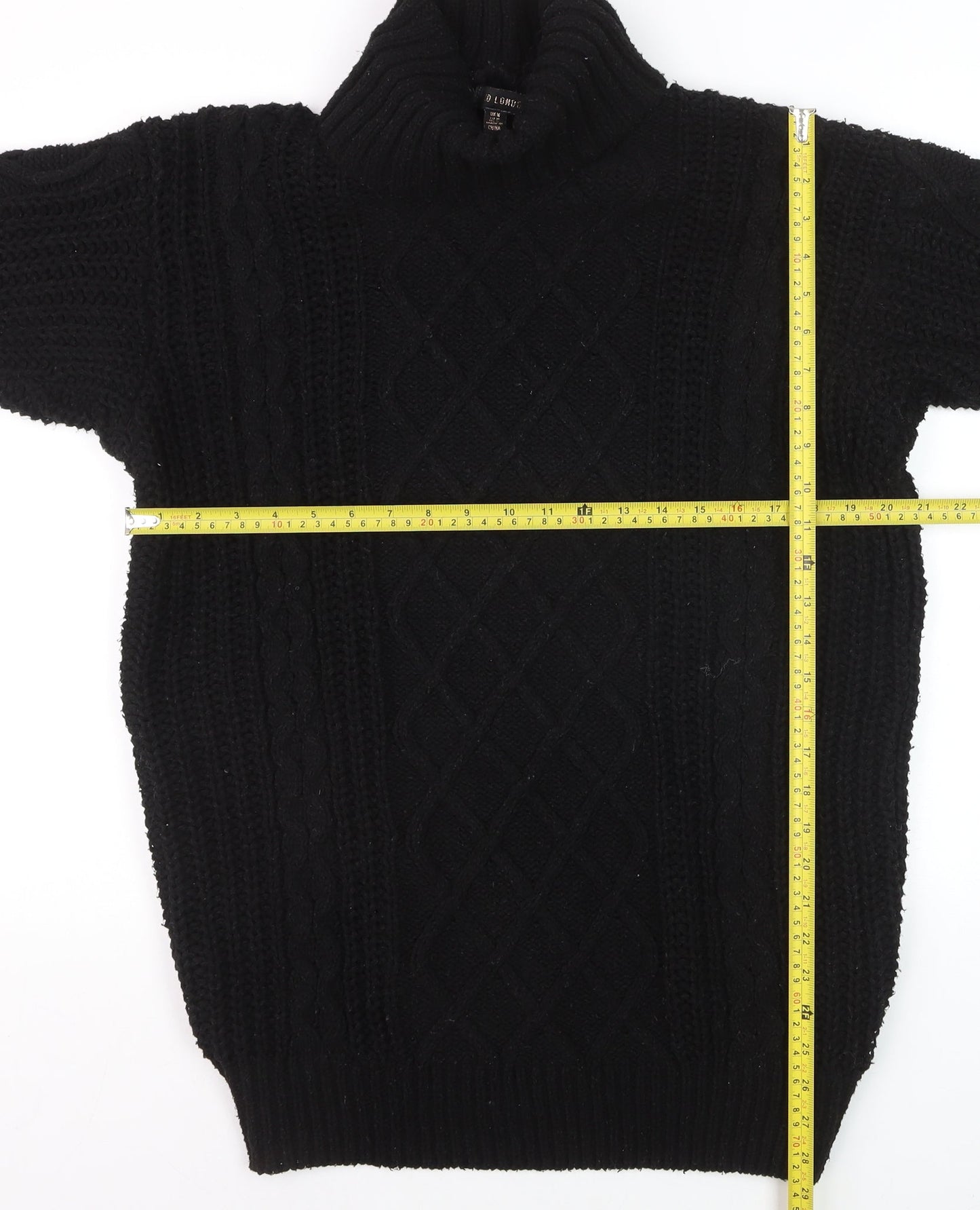 RED London Womens Black Cable-Knit Roll Neck Jumper Size M