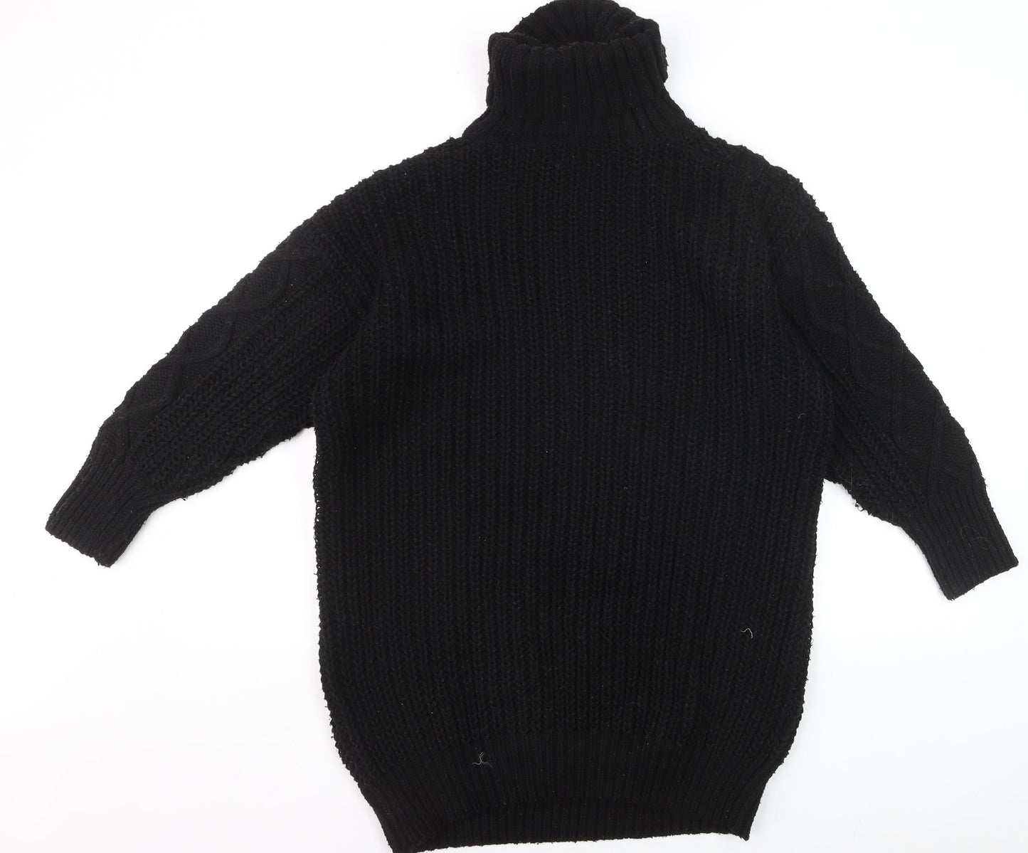 RED London Womens Black Cable-Knit Roll Neck Jumper Size M