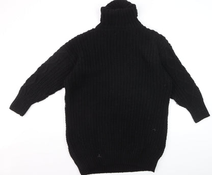 RED London Womens Black Cable-Knit Roll Neck Jumper Size M