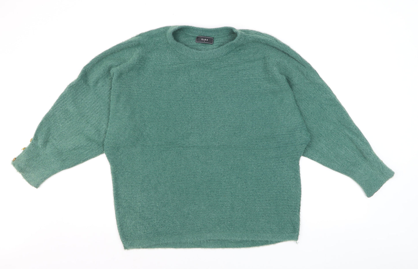 Ellie B Women's Green Crew Neck Long Sleeve Pullover Jumper Size S