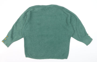 Ellie B Women's Green Crew Neck Long Sleeve Pullover Jumper Size S