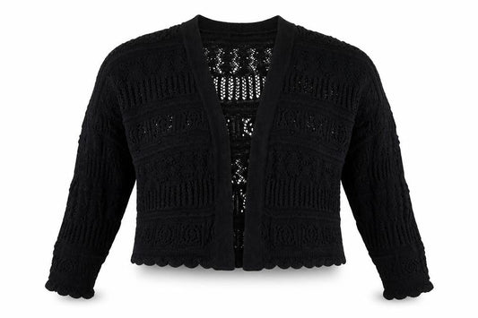 Yours Women Black Plus Size 22 Open Knit V-Neck Cardigan