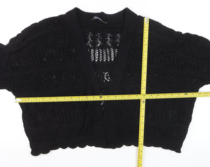Yours Women Black Plus Size 22 Open Knit V-Neck Cardigan