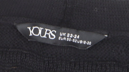 Yours Women Black Plus Size 22 Open Knit V-Neck Cardigan