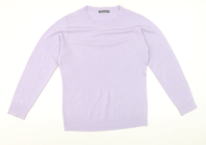 Bonmarché Women Lilac Acrylic Crew Neck Long Sleeve Jumper Size 12