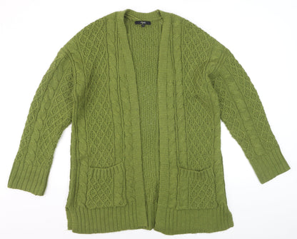 Next Women Green Cable-Knit Open Cardigan S Wool Blend