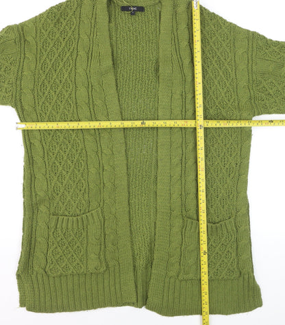 Next Women Green Cable-Knit Open Cardigan S Wool Blend