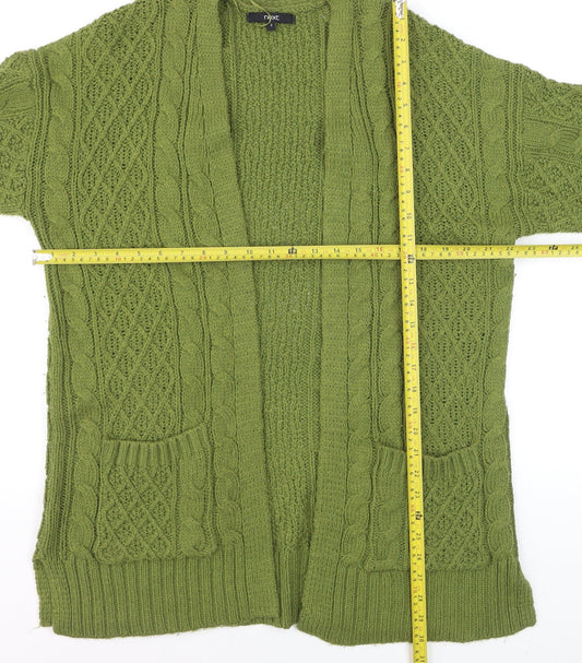 Next Women Green Cable-Knit Open Cardigan S Wool Blend