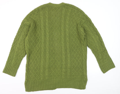 Next Women Green Cable-Knit Open Cardigan S Wool Blend