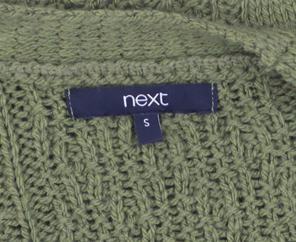 Next Women Green Cable-Knit Open Cardigan S Wool Blend