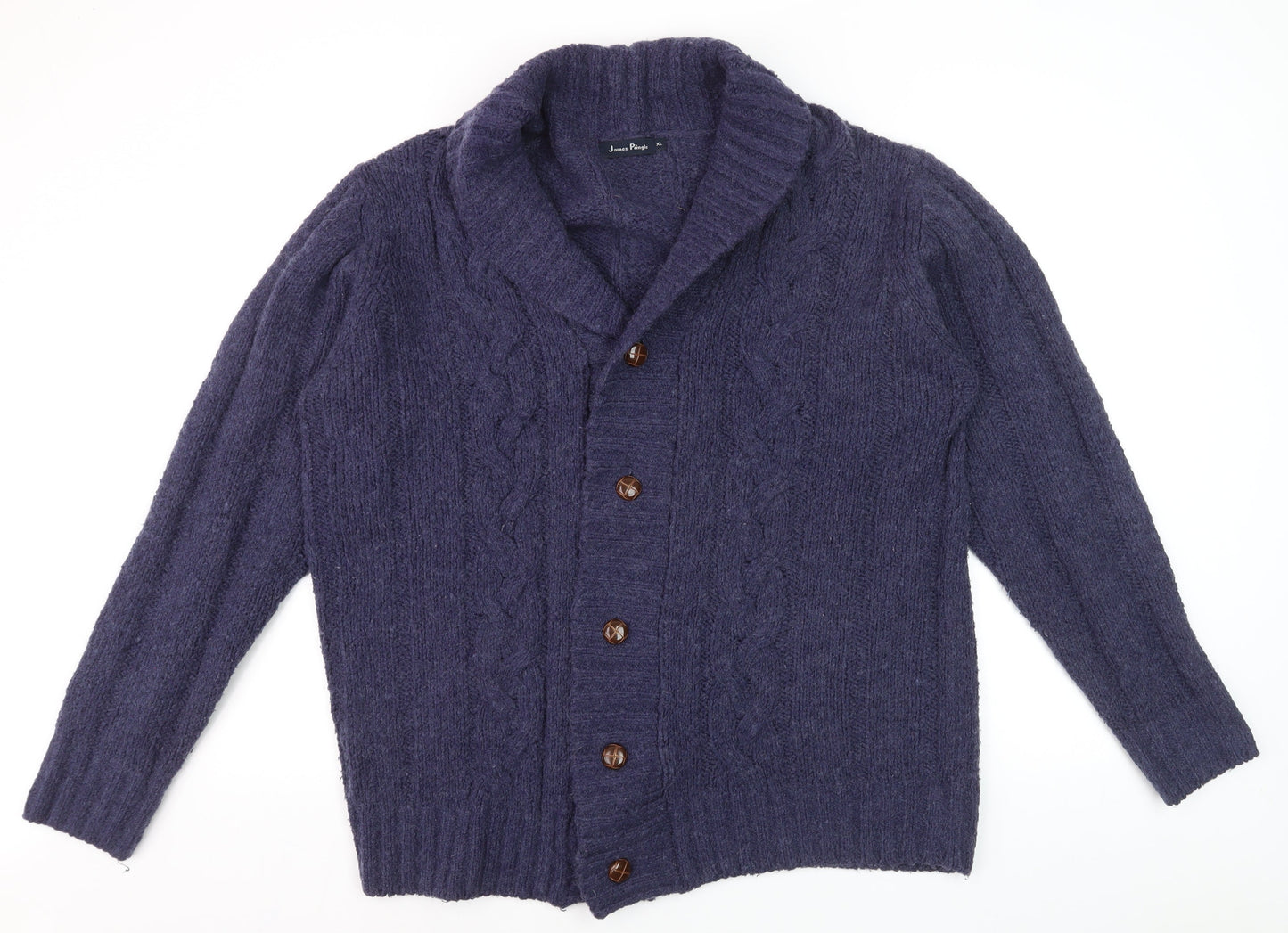 James Pringle Women's Purple Cable Knit Cardigan XL Wool Blend