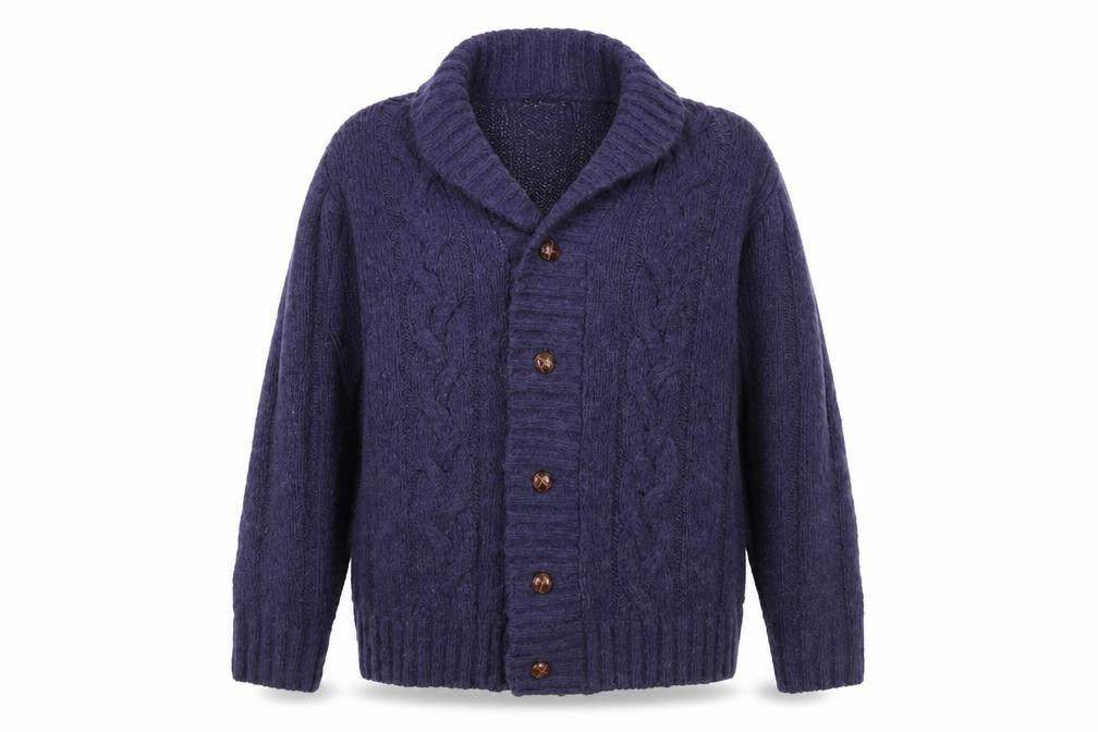 James Pringle Women's Purple Cable Knit Cardigan XL Wool Blend