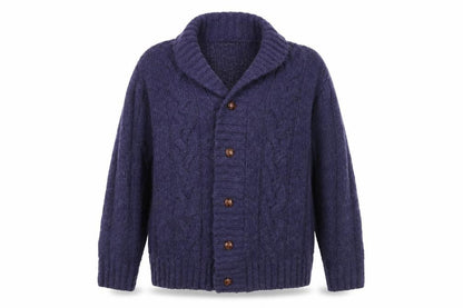 James Pringle Women's Purple Cable Knit Cardigan XL Wool Blend