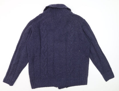 James Pringle Women's Purple Cable Knit Cardigan XL Wool Blend