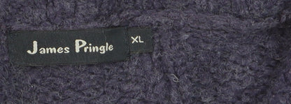 James Pringle Women's Purple Cable Knit Cardigan XL Wool Blend