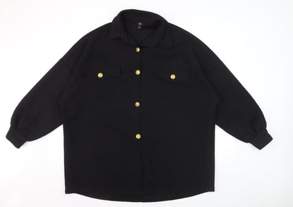 River Island Women's Black Button-Up Long Sleeve Shirt M