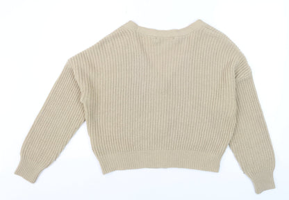Vero Moda Women Beige Chunky Knit Button Cardigan Size S