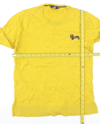 Joules Womens Yellow Dog Embroidered Cotton Jumper UK 10