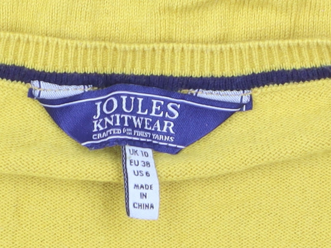 Joules Womens Yellow Dog Embroidered Cotton Jumper UK 10