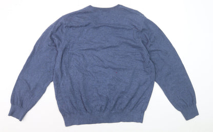 IZOD Men's Blue Cotton V-Neck Pullover Jumper Size L