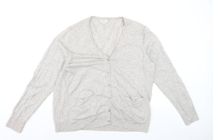Fat Face Women Beige Cardigan Long Sleeve V-Neck Size 20 Jumper