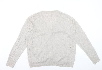 Fat Face Women Beige Cardigan Long Sleeve V-Neck Size 20 Jumper