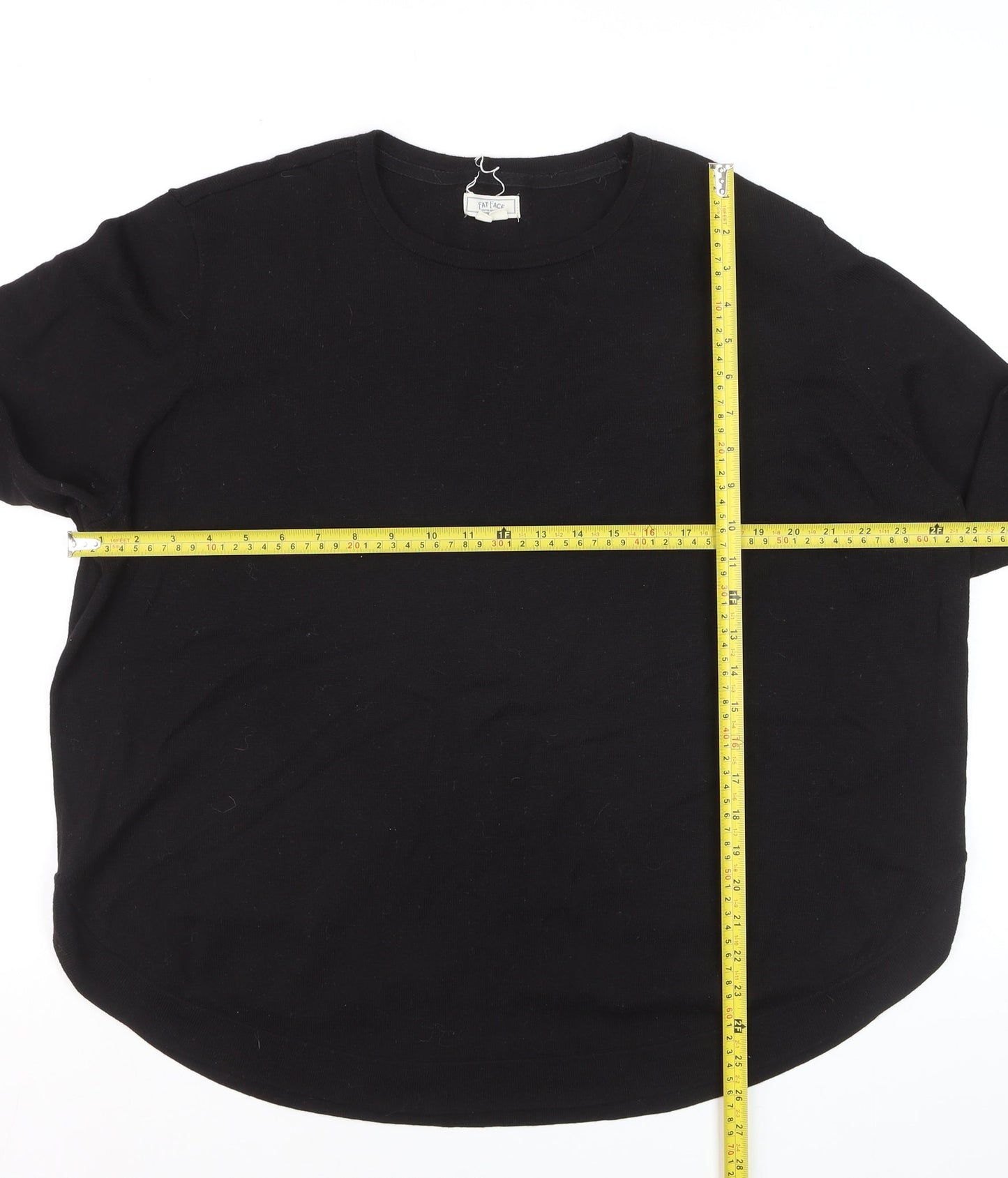 Fat Face Women Black Wool Blend Crew Neck Jumper Size 20