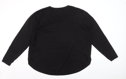 Fat Face Women Black Wool Blend Crew Neck Jumper Size 20