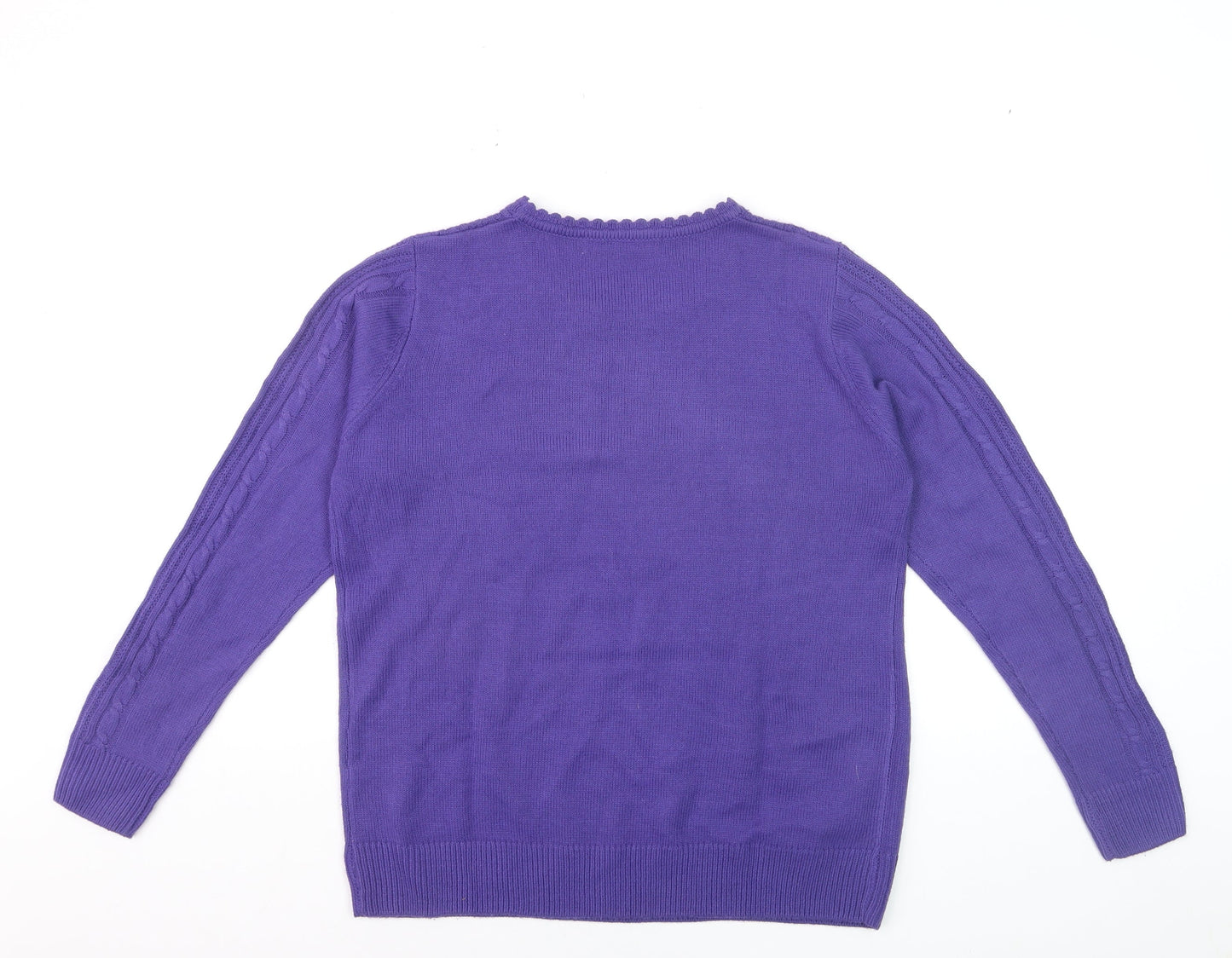 Isle Essentials Women's Purple Cable Knit Jumper Size 14 Regular Fit